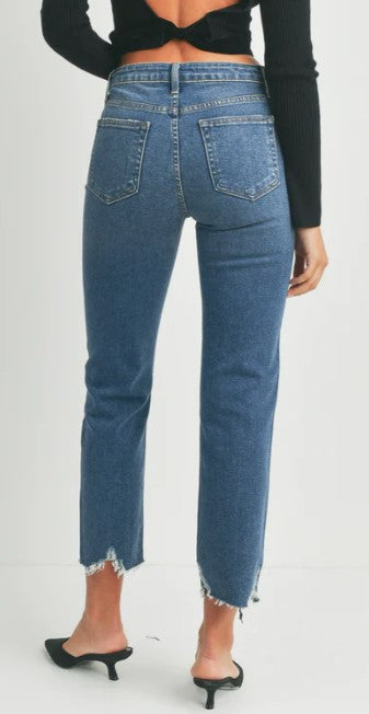 Just Black Denim HR Vintage Straight Jeans - Dark Denim