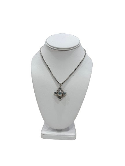 David Yurman Blue Topaz Renaissance Cross Pendant Necklace