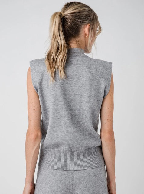 Skies are Blue Grey Mock Neck Sleeveless Knit