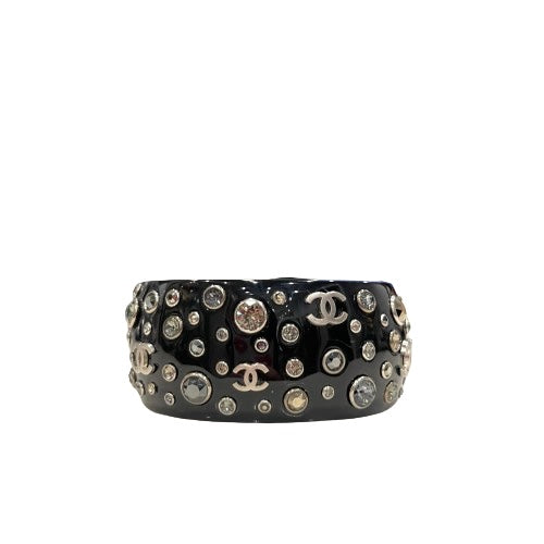 Chanel Strass Resin CC Bangle With Gromet Hinge
