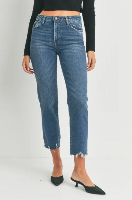 Just Black Denim HR Vintage Straight Jeans - Dark Denim