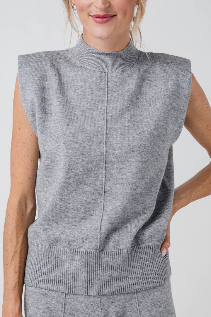 Skies are Blue Grey Mock Neck Sleeveless Knit