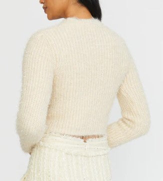 Stellah Beige Lurex Cropped Sweater