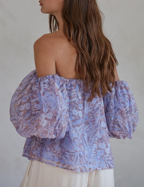 By Together Lavender Blue Floral Off Shoulder Blouse