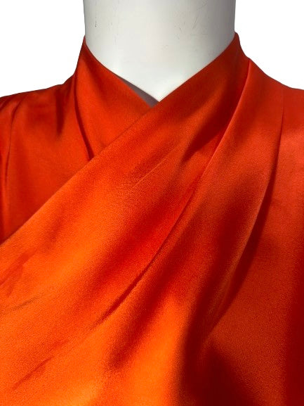Nanushka Orange Satin Sleeveless Drape Neck Blouse - LARGE