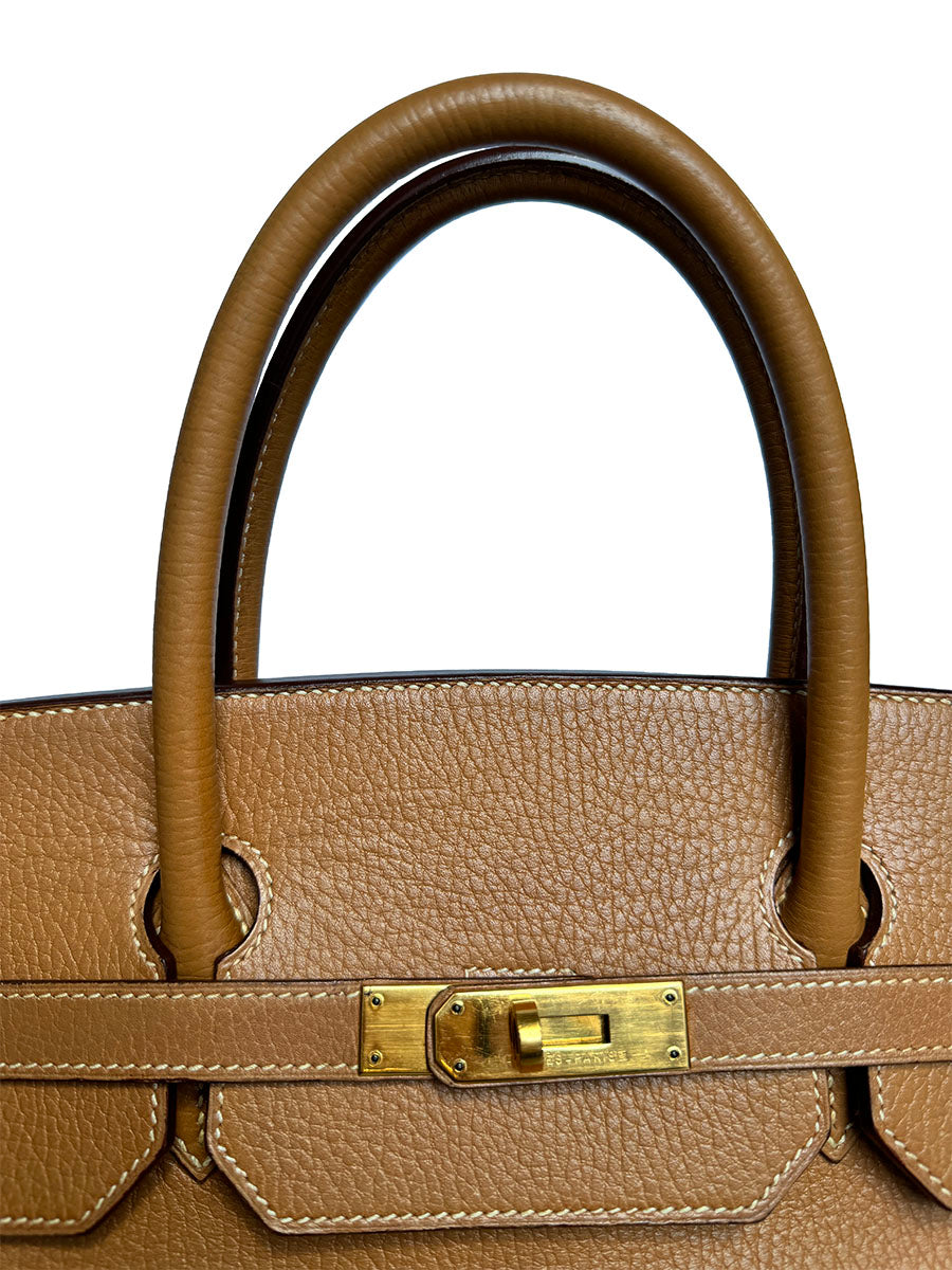 Hermes Birkin 40 Gold Clemence Leather Handbag