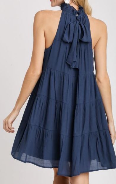 Umgee Navy Sleeveless Racerback Short Dress