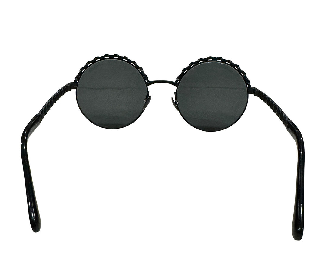 Chanel Black Round Chain Sunglasses