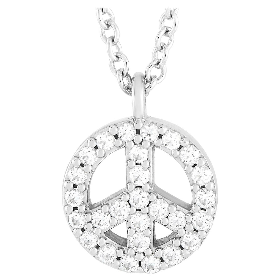 Tiffany & Co Sterling Silver Necklace With Diamond Peace Sign Pendant