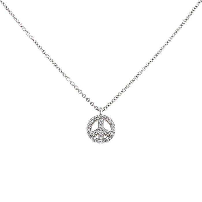 Tiffany & Co Sterling Silver Necklace With Diamond Peace Sign Pendant