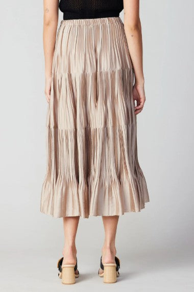 Current Air Ecru Pleated Midi Skirt