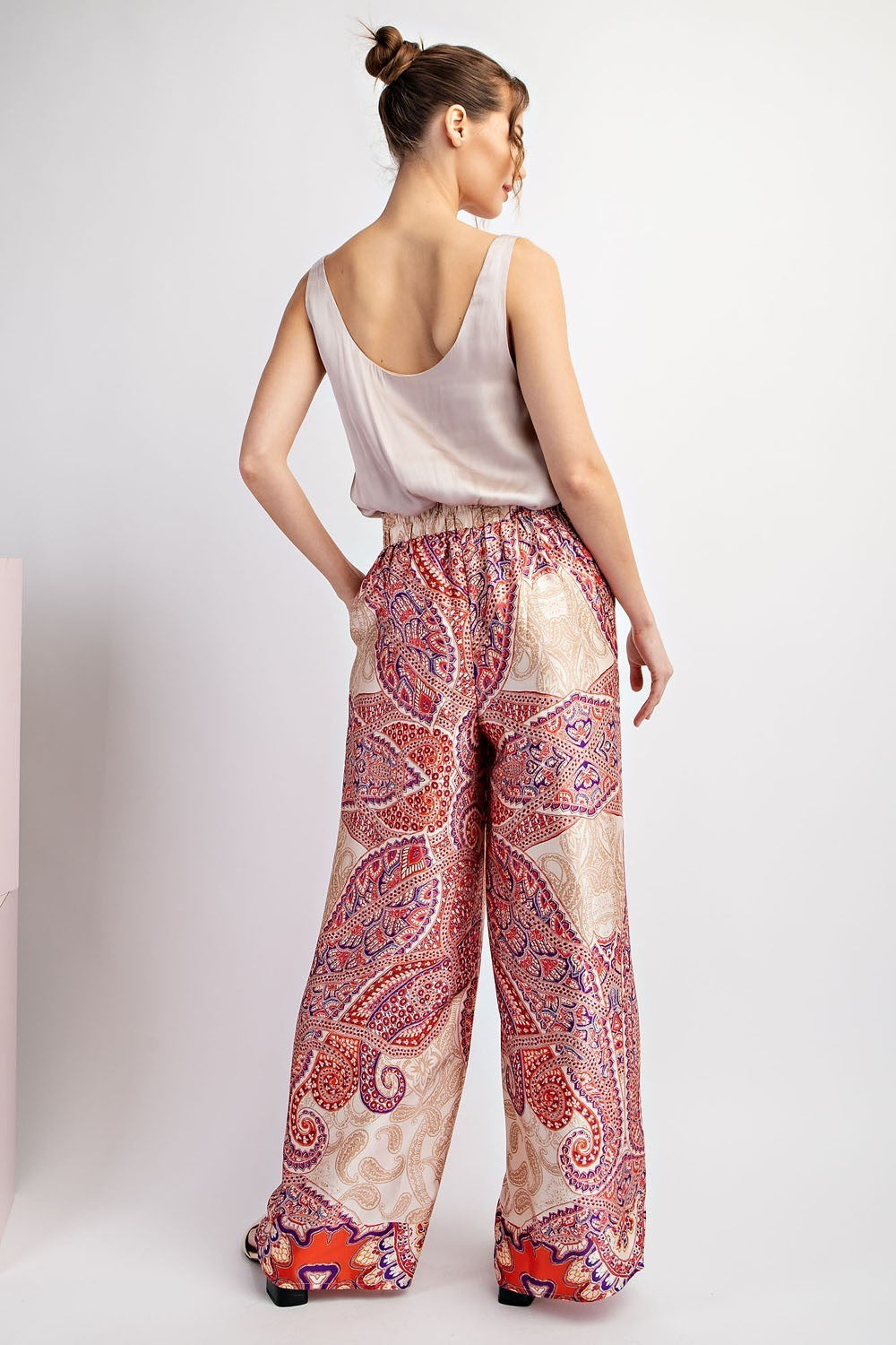 ee:some Paisley Tangerine Straight Leg Pants