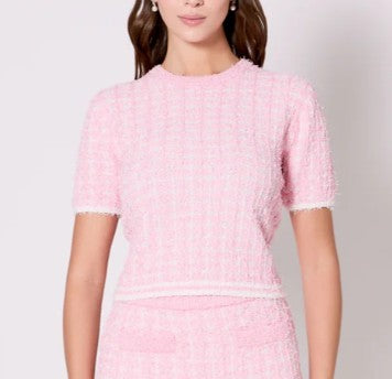 Endless Rose Check Boucle Short Sleeve Knit