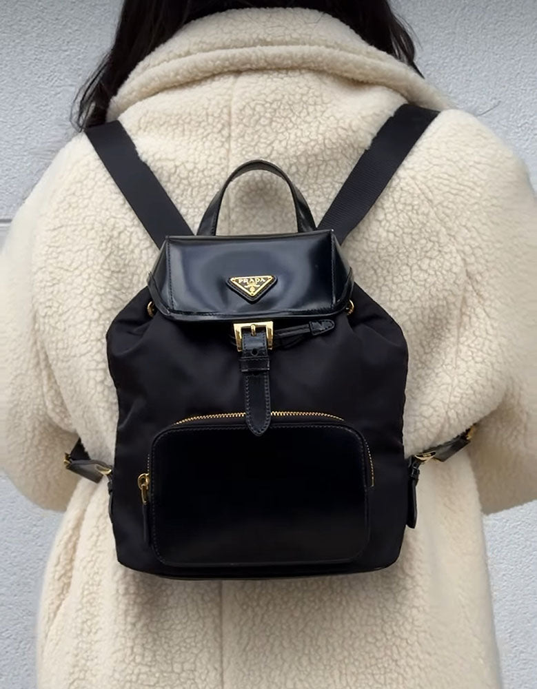 Prada Re-Nylon and Brushed Leather Backpack