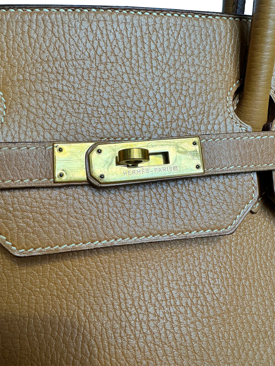 Hermes Birkin 40 Gold Clemence Leather Handbag