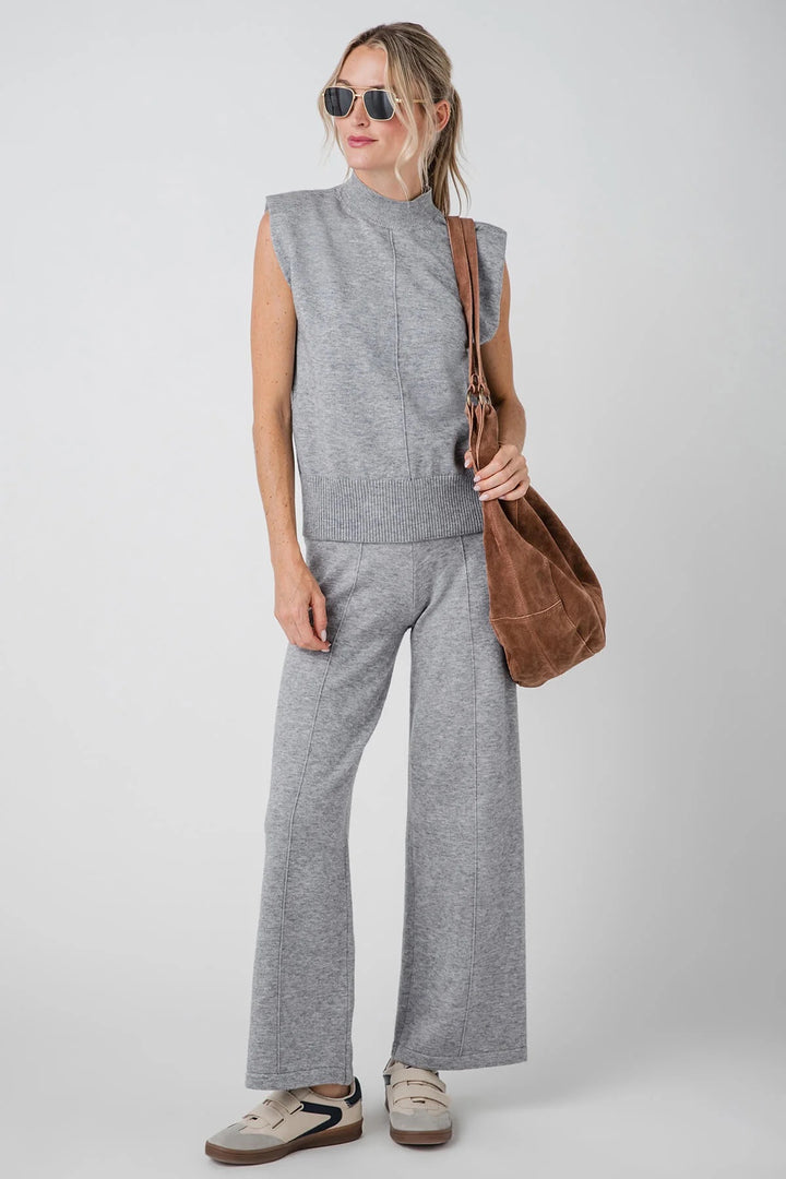 Skies are Blue Grey Mock Neck Sleeveless Knit