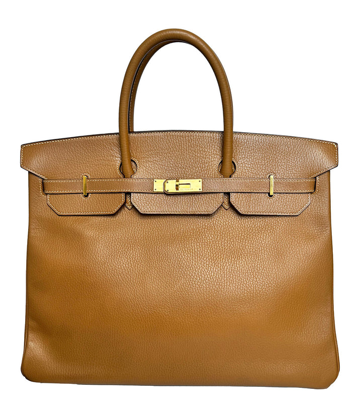 Hermes Birkin 40 Gold Clemence Leather Handbag