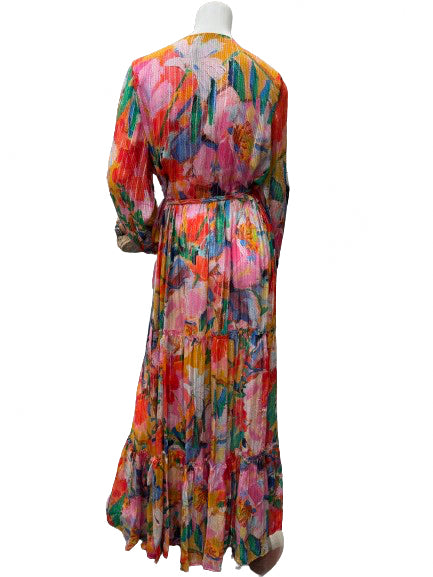 Qishma Colorful Long Sleeve Floral Wrap Dress