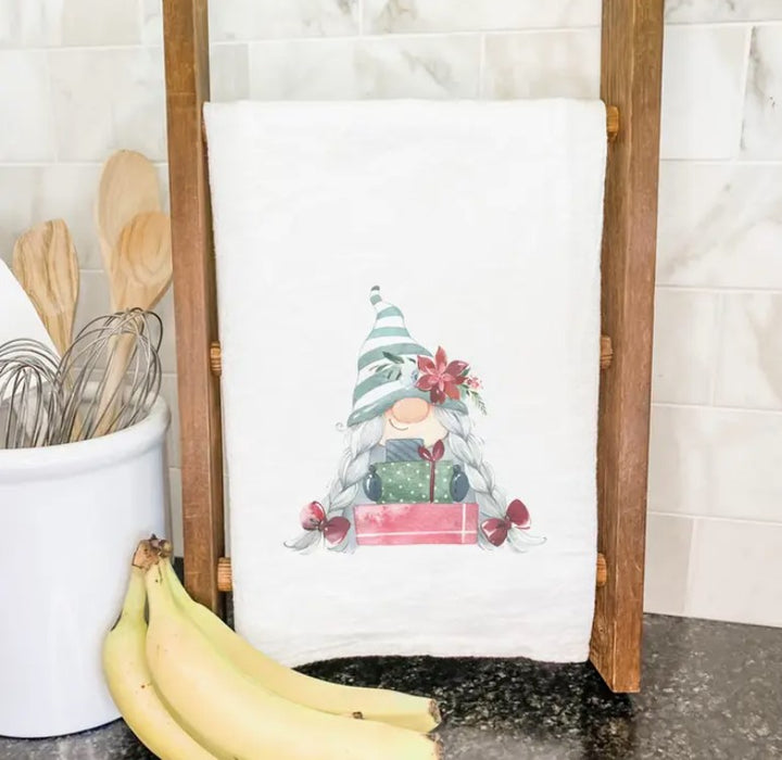 Gnomes and Presents Christmas Cotton Tea Towel